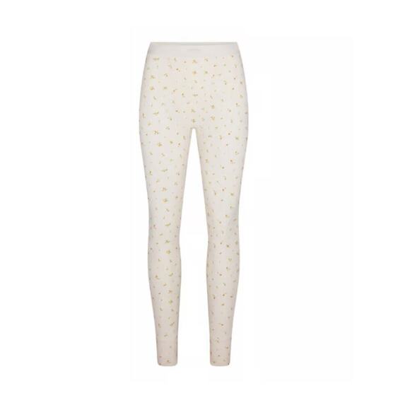 Skims Rib Leggings Size XXS Marigold Rosebud Print Pants Pajamas NEW NWT - Picture 3 of 14